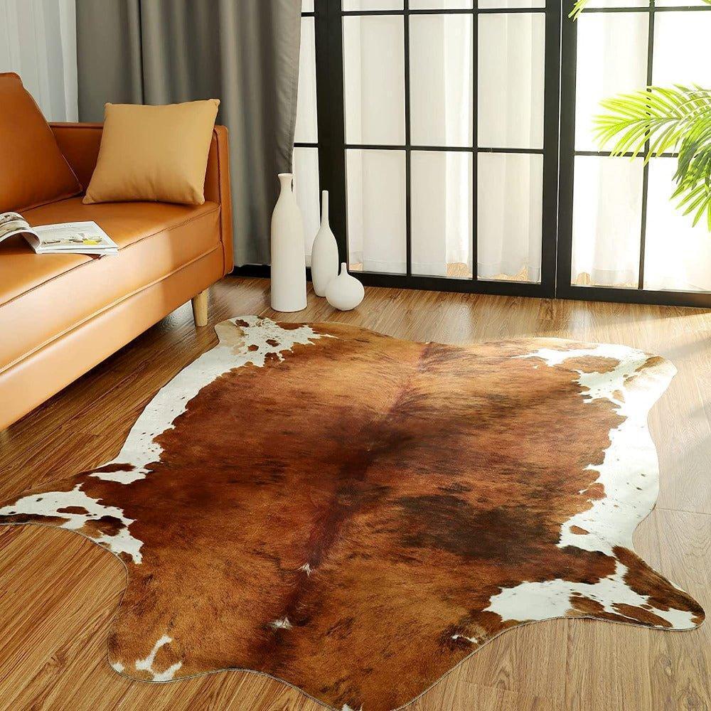 Premium Quality Large Artificial Brown Cowhide Rug - Fansee Australia