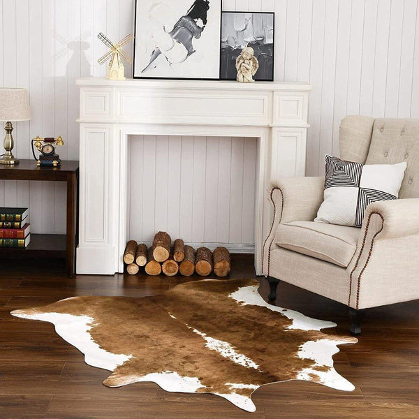 Premium Quality Large Artificial Khaki Cowhide Rug