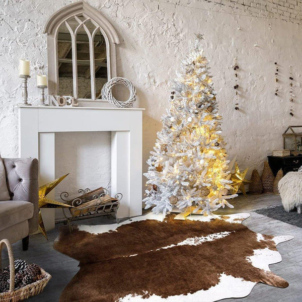 Premium Quality Large Artificial Khaki Cowhide Rug