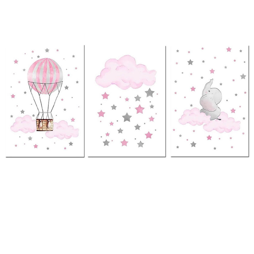 Pretty Star Kids Wall Art Canvas Prints - 3 Pcs Set (50x70cm) - Fansee Australia