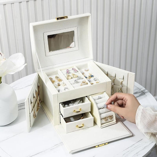 PU Leather White Jewellery Box - Fansee Australia