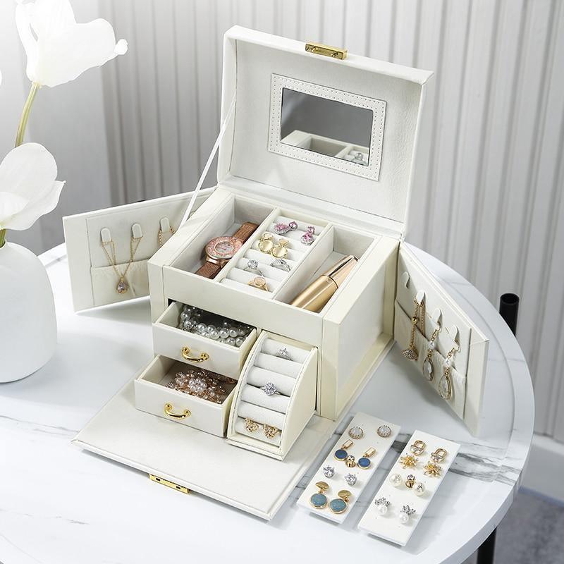 PU Leather White Jewellery Box - Fansee Australia