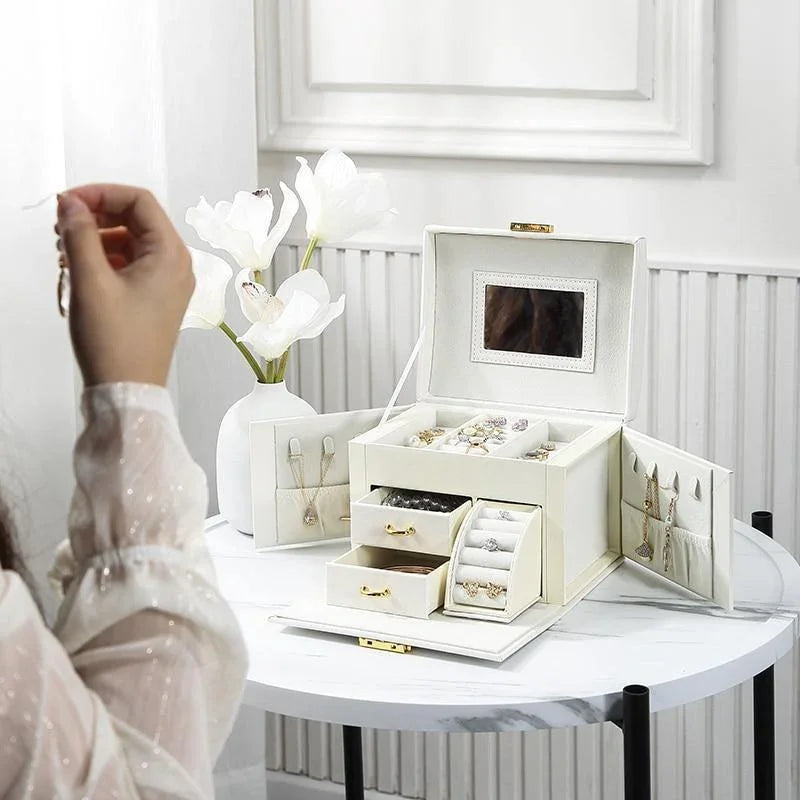 PU Leather White Jewellery Box - Fansee Australia