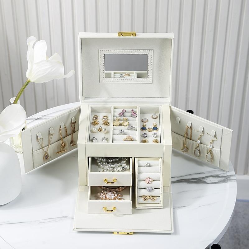 PU Leather White Jewellery Box - Fansee Australia