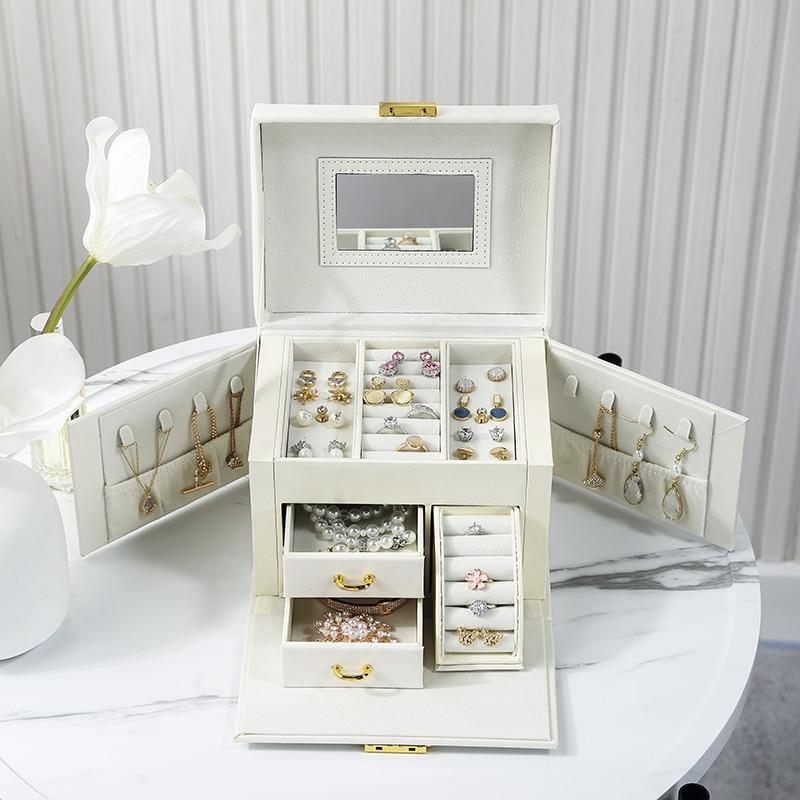 PU Leather White Jewellery Box - Fansee Australia