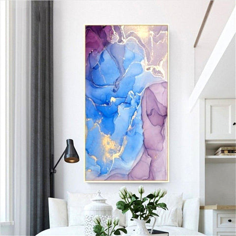 Purple Blue Abstract Framed Wall Art (60x120cm) - Fansee Australia