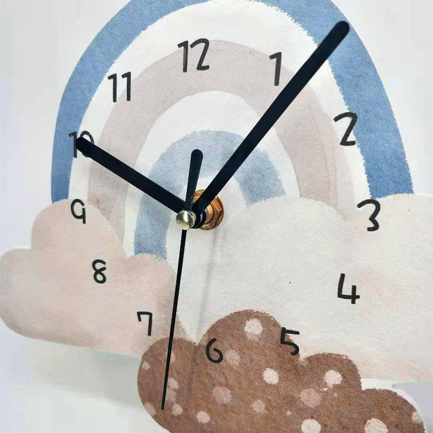 Rainbow In The Clouds Kids Room Wall Clock - Fansee Australia