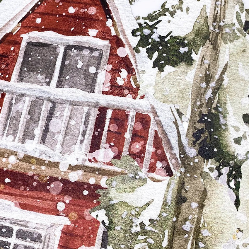 Red House & Fir Tree Double-Sided Static Cling Window Film Christmas Sticker - Fansee Australia