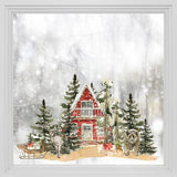Red House & Fir Tree Double-Sided Static Cling Window Film Christmas Sticker - Fansee Australia