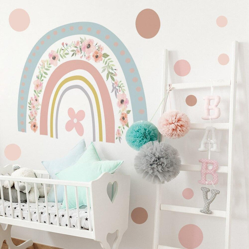 Removable Eco-friendly Floral Rainbow Wall Stickers - Fansee Australia