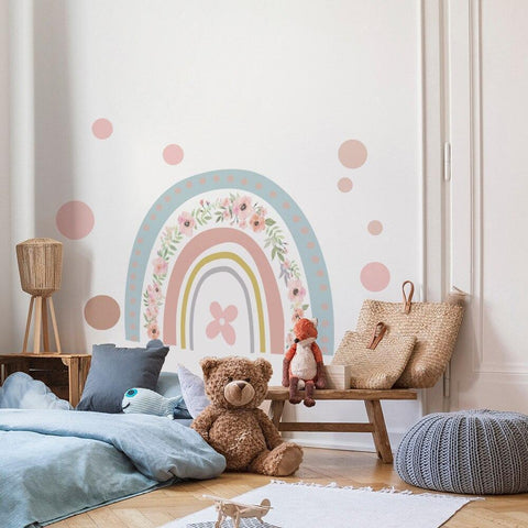 Removable Eco - friendly Floral Rainbow Wall Stickers - Fansee Australia