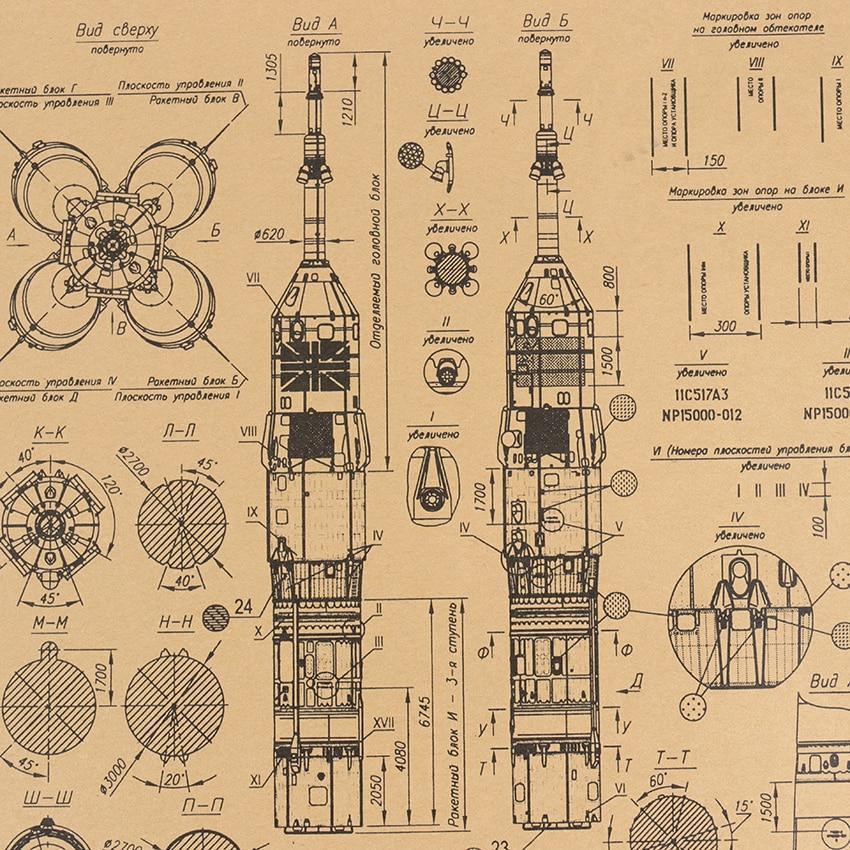 Rocket Diagram Manuscript Kraft Paper Wall Art Print (50x35cm) - Fansee Australia