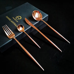 Rose Gold Cutlery Set (16 Piece Cutlery Set) - Fansee Australia