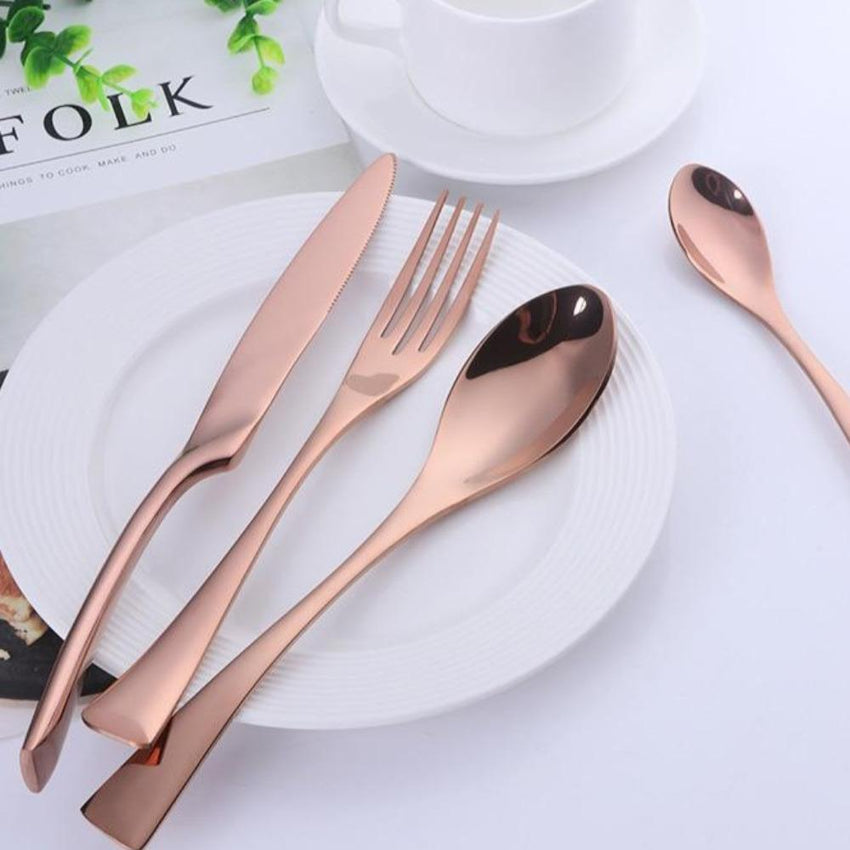 Rose Gold Stainless Steel Cutlery Set (16 Piece Set) - Fansee Australia