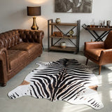 Safari Luxe: Large Faux Zebra Print Suede-Back Rug