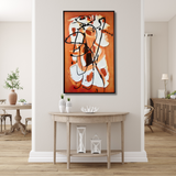 Modern abstract orange wall art in elegant home decor entryway, Fansee Australia style