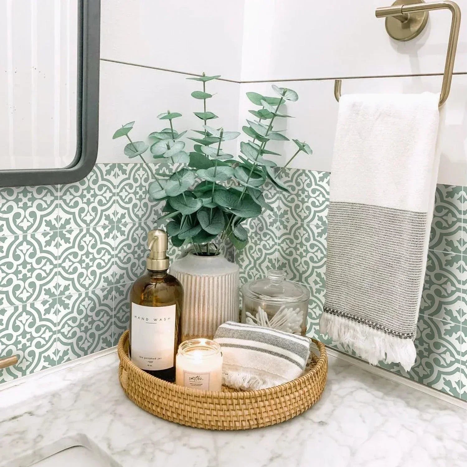 Sage Vintage Style Textured Vinyl Self-Adhesive Tiles Decals - Fansee Australia