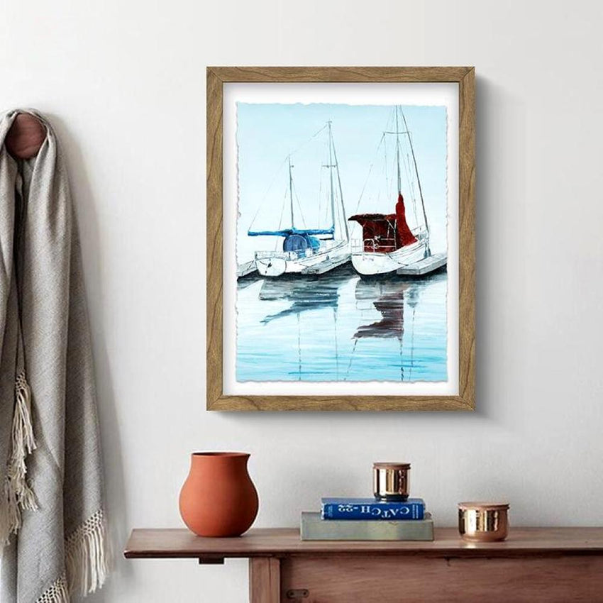 Sea And Boat Framed Wall Art - 2 Pcs Set (50x70cm) - Fansee Australia