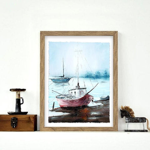 Sea And Boat Framed Wall Art - 2 Pcs Set (50x70cm) - Fansee Australia