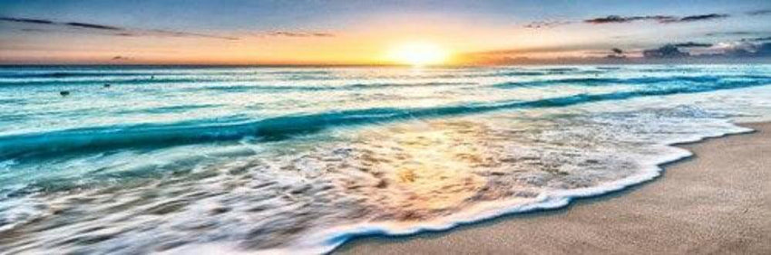 Serene Tide – Panoramic Sunset Beach Wall Print (50x150cm) - Fansee Australia