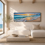 Serene Tide – Panoramic Sunset Beach Wall Print (50x150cm) - Fansee Australia