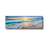 Serene Tide – Panoramic Sunset Beach Wall Print (50x150cm) - Framed