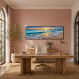 Serene Tide – Panoramic Sunset Beach Wall Print (50x150cm) - Fansee Australia