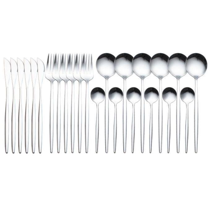 Silver Cutlery Set Matte Finish (24 Pcs Gift Box) - Fansee Australia