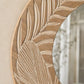 Solstice Carved Wood Round Wall Mirror – Natural Artisan Frame
