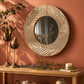 Solstice Carved Wood Round Wall Mirror – Natural Artisan Frame