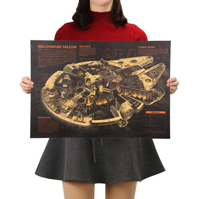 Space Ship Kraft Paper Wall Art Poster (50.5X35cm) - Fansee Australia