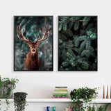 Spectacular Forest, Mountain, Lake, Deer Canvas Prints (60x90cm) - Fansee Australia