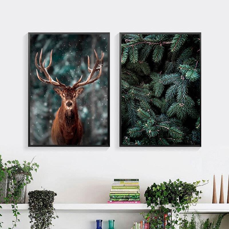 Spectacular Forest, Mountain, Lake, Deer Canvas Wall Art Prints (60x90cm) - Fansee Australia