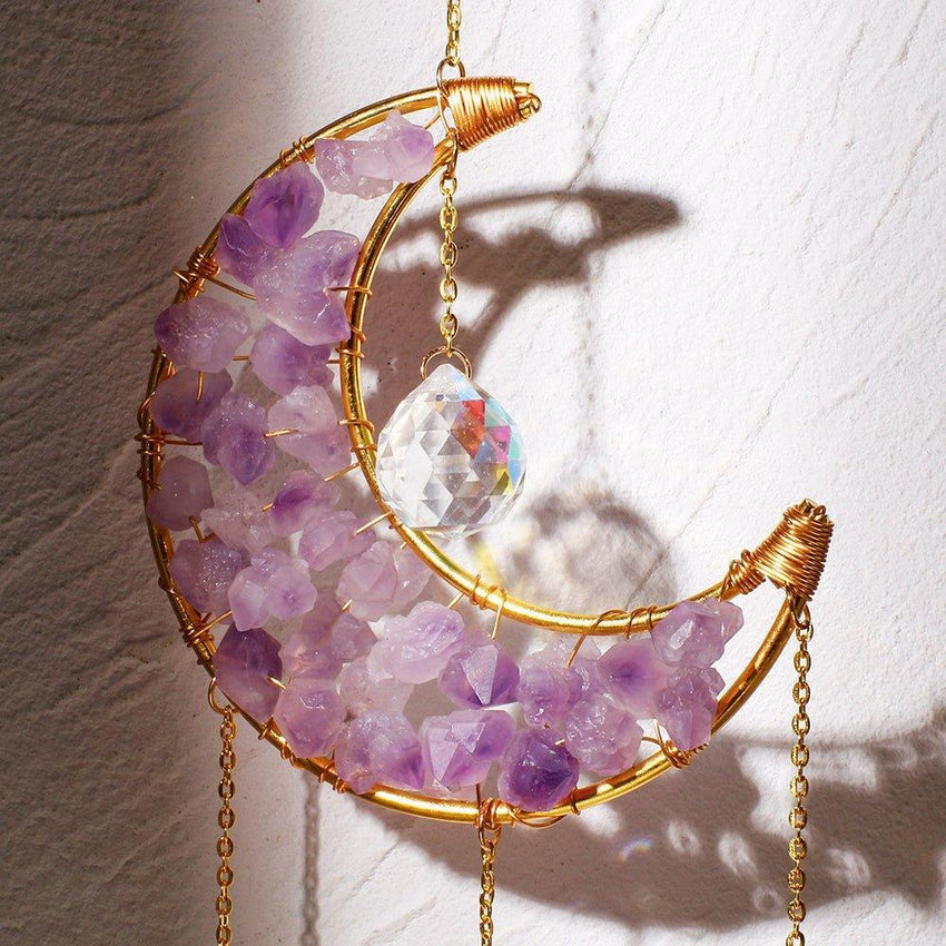 Sun Catcher With Raw Crystal Art Wall Hanging - Fansee Australia