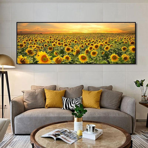 Sunflower Field Framed Wall Art (50x150cm) - Fansee Australia