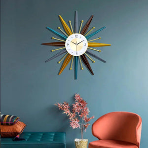 Sunrise Retro Wall Clock – 70cm Mid-Century Modern Starburst Design