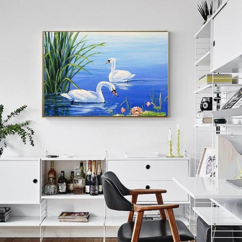 Swan In The Water Painting With Diamonds Kit - Fansee Australia