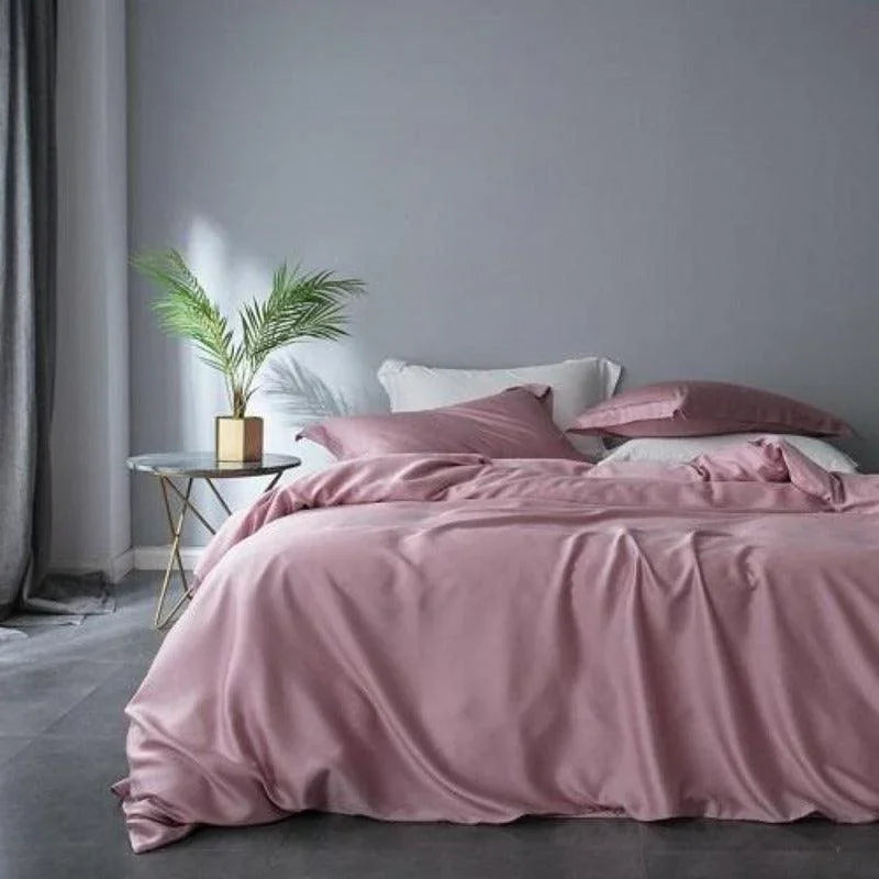 Tencel Silk Soft Quilt Cover Set - Pink - Fansee Australia