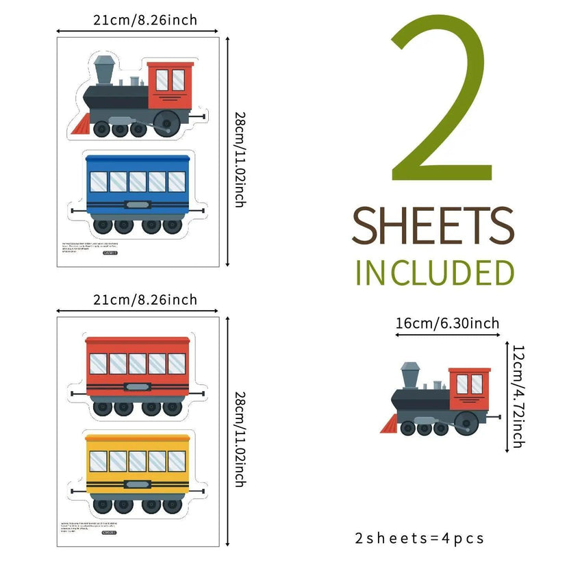 Train Tracks Self-Adhesive Kid's Room Wall Stickers - Fansee Australia