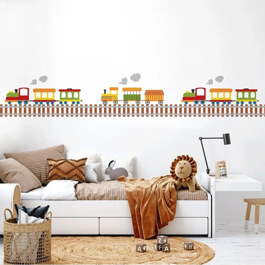 Train Tracks Self-Adhesive Kid's Room Wall Stickers - Fansee Australia
