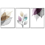 Transparent Leaf Wall Art Prints on Canvas - 3 Pcs Set (60x90cm) - Fansee Australia