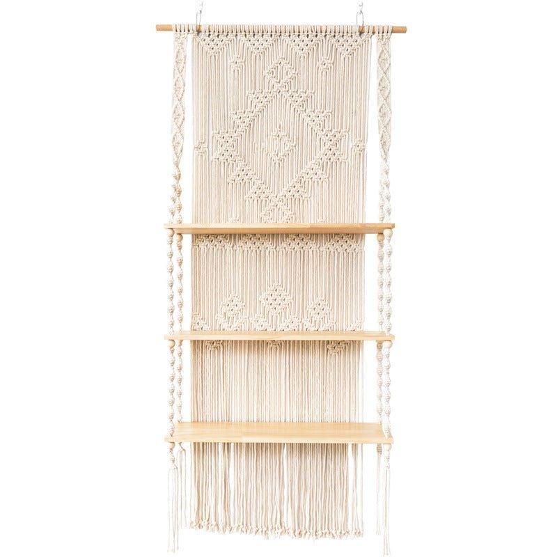 Tripel Plant Hanger Handmade Macrame Wooden Floating Shelf - Fansee Australia