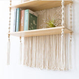 Tripel Plant Hanger Handmade Macrame Wooden Floating Shelf - Fansee Australia