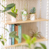 Tripel Plant Hanger Handmade Macrame Wooden Floating Shelf - Fansee Australia