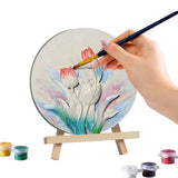 Hand painting 3D tulip art on round canvas with easel, DIY home decor from Fansee Australia
