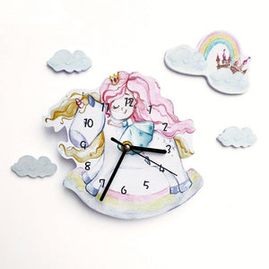 Unicorn and Princess Kids Room Wall Clock - Fansee Australia