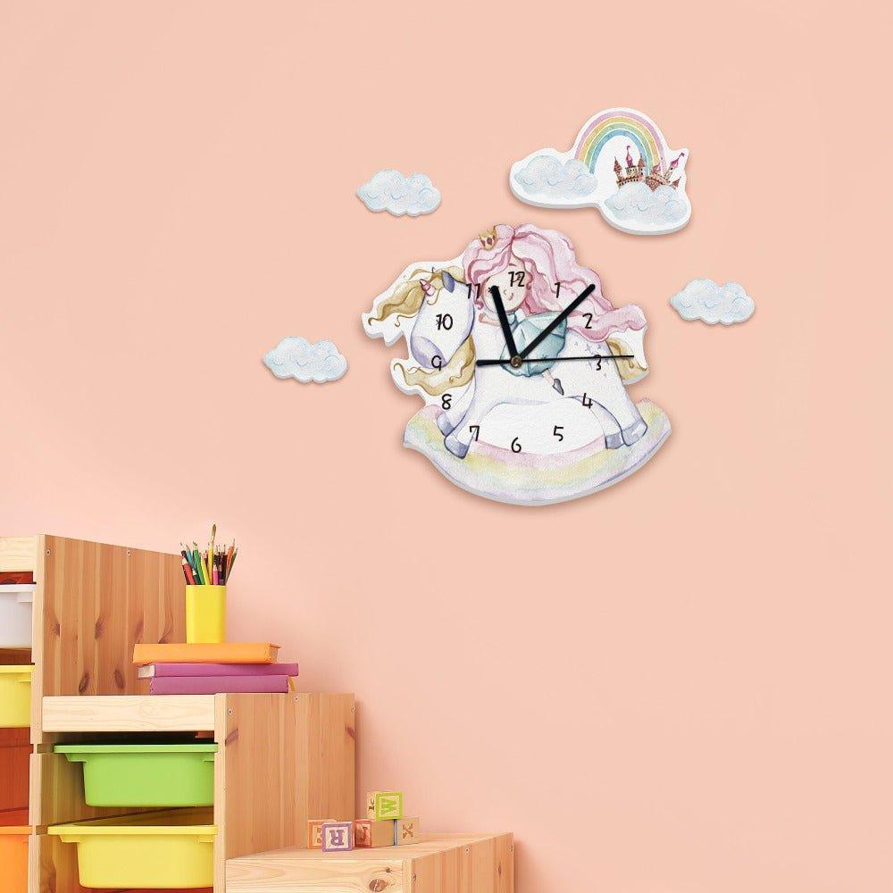 Unicorn and Princess Kids Room Wall Clock - Fansee Australia