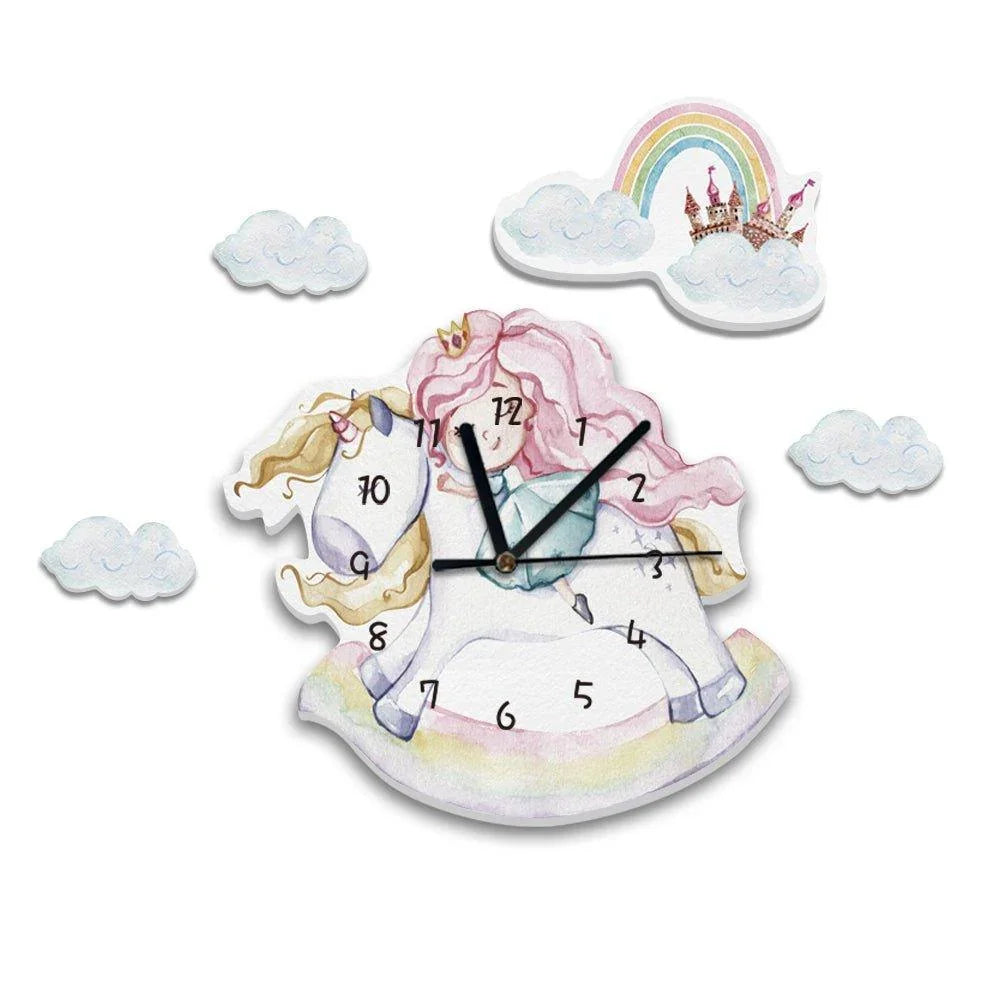 Unicorn and Princess Kids Room Wall Clock - Fansee Australia