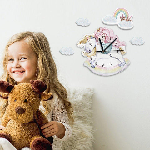 Unicorn and Princess Kids Room Wall Clock - Fansee Australia