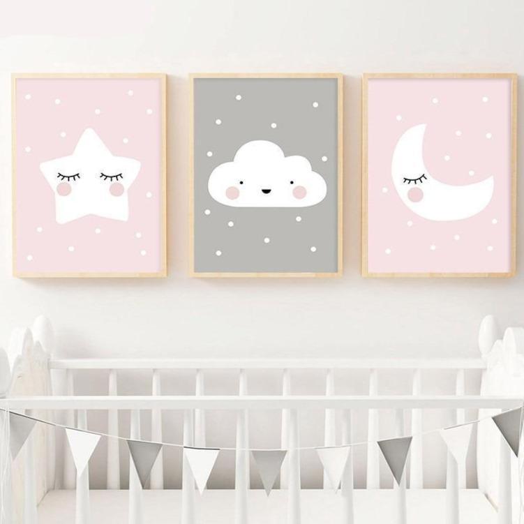 Up In The Sky Kids Room Decor Canvas Wall Art Prints - 3 Pcs Set (50x70cm) - Fansee Australia